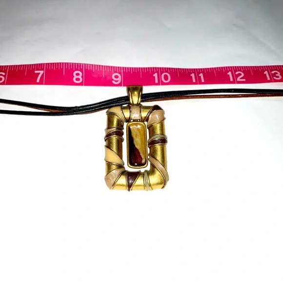 CHICO’S ShorterPendant Necklace, Brown & Black Cords, Gold-tone - Picture 5 of 9